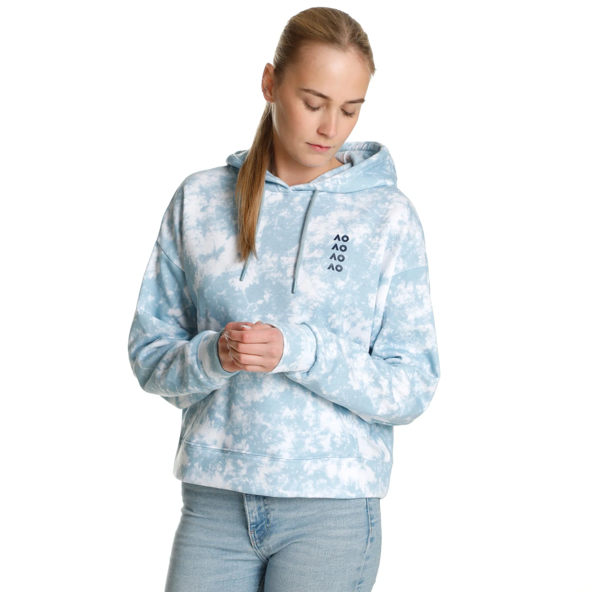 Australian Open AO Tie Dye Felpa Con Cappuccio Donna - Blu Chiaro, Bianco 4 Australian Open AO Tie Dye Felpa Con Cappuccio Donna - Blu Chiaro, Bianco - immagine 4