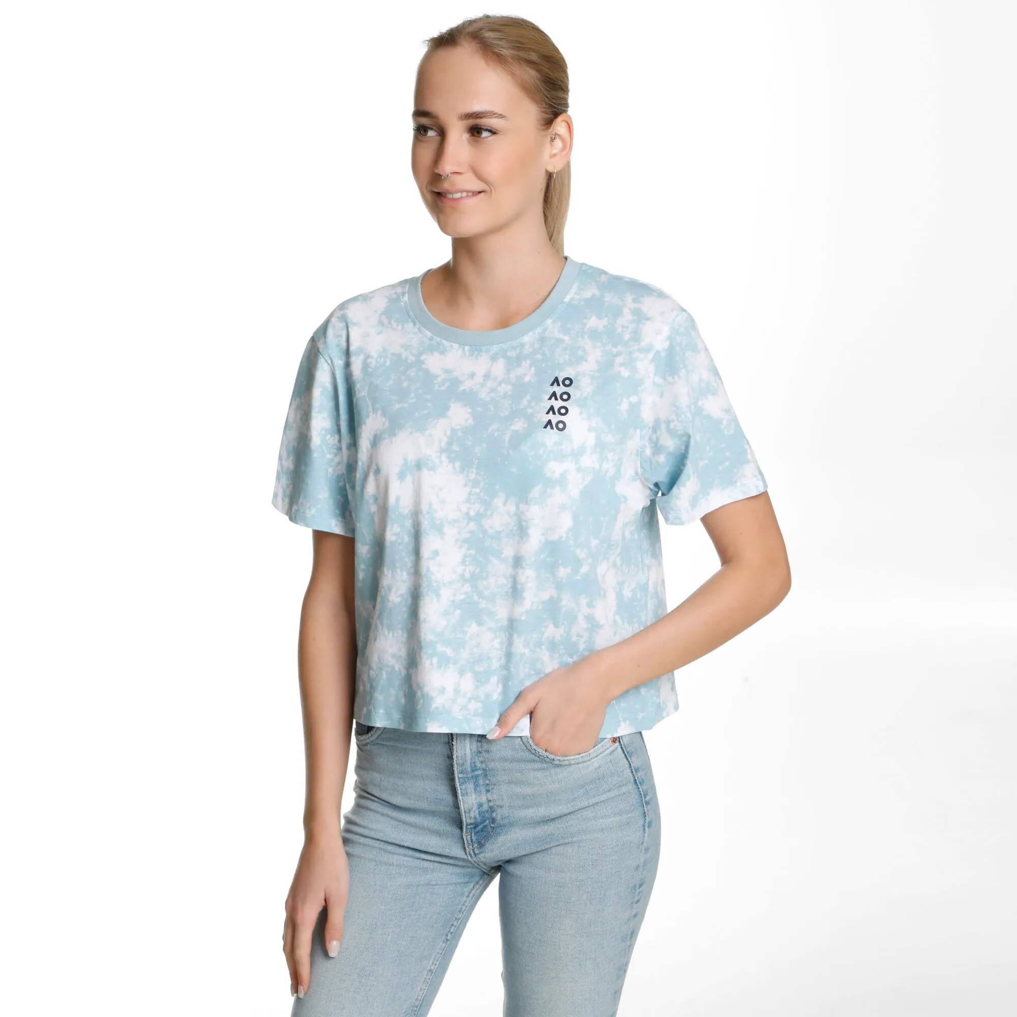 Australian Open AO Tie Dye Cropped Maglietta Donna - Blu Chiaro, Bianco 4 Australian Open AO Tie Dye Cropped Maglietta Donna - Blu Chiaro, Bianco - immagine 4