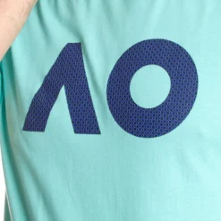 Australian Open AO Stack Print Core Logo Maglietta Uomini - Mint, Blu Scuro -Vendite Racchette da tennis 00087000 0 8