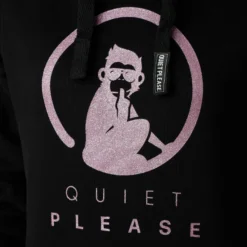 Quiet Please Baseline Logo Glitter Felpa Con Cappuccio Donna - Nero, Rosa -Vendite Racchette da tennis 00107000 15 1