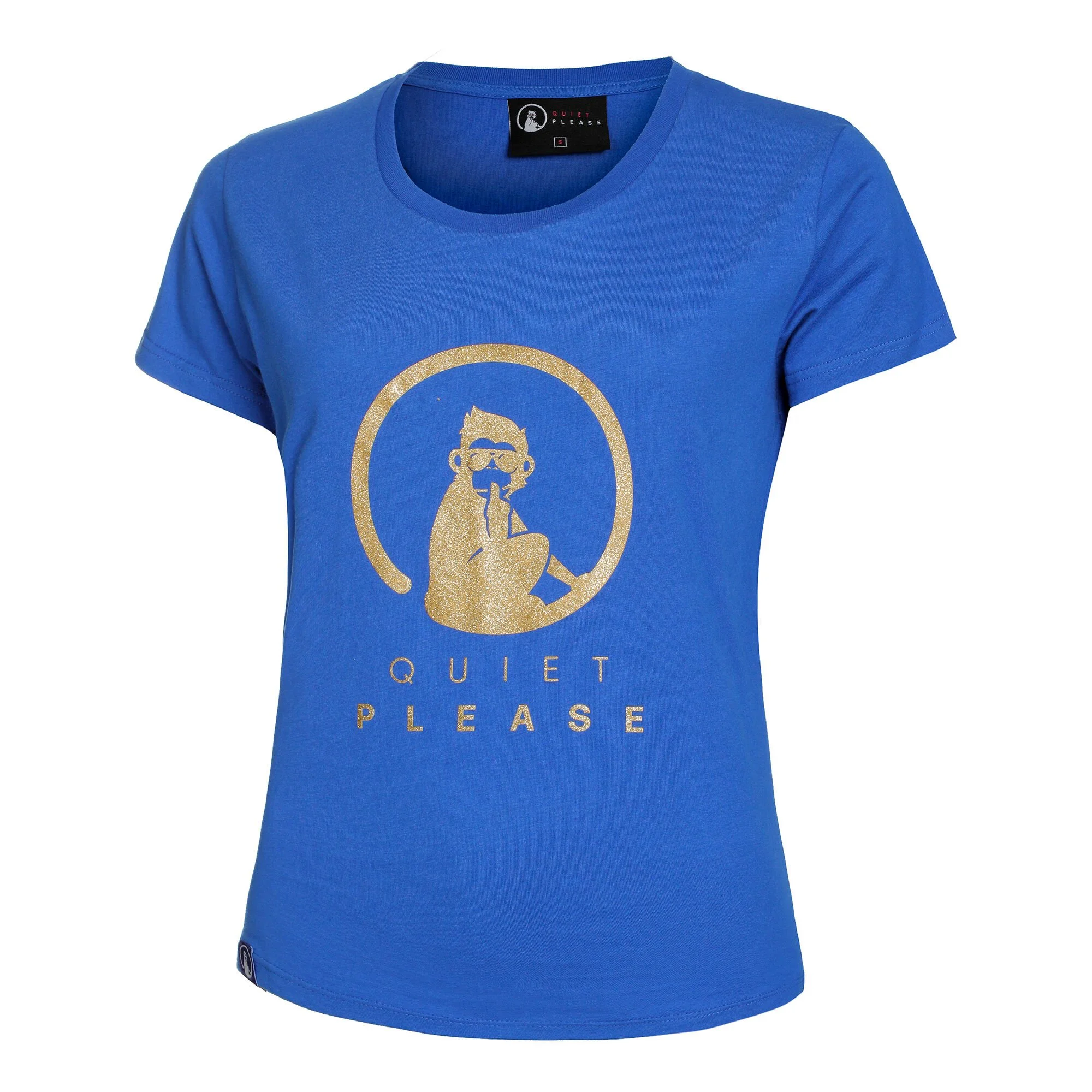 Quiet Please Retro Logo Maglietta Donna - Blu, Oro 1 Quiet Please Retro Logo Maglietta Donna - Blu, Oro