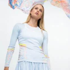 Lucky In Love Chambray Blossom Manica Lunga Donna - Blu Chiaro, Multicolore -Vendite Racchette da tennis 01353000 16