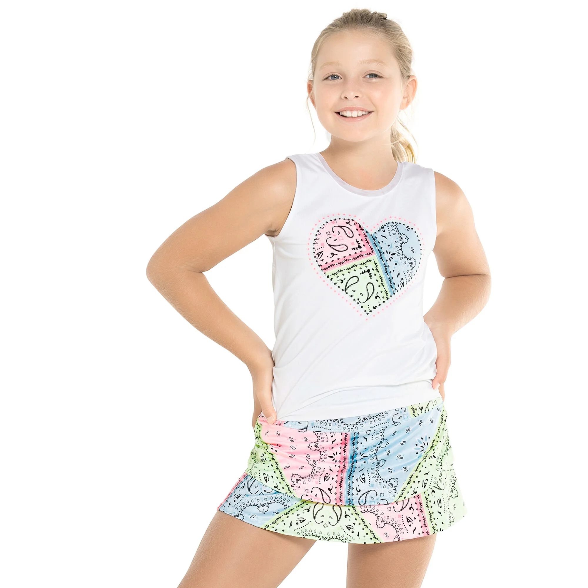 Lucky In Love Bandana Love Tie Back Canottiera Ragazze - Bianco, Multicolore 4 Lucky In Love Bandana Love Tie Back Canottiera Ragazze - Bianco, Multicolore - immagine 4