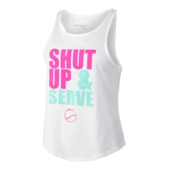 Tennis-Point Shut Up & Serve Canottiera Donna - Bianco, Multicolore