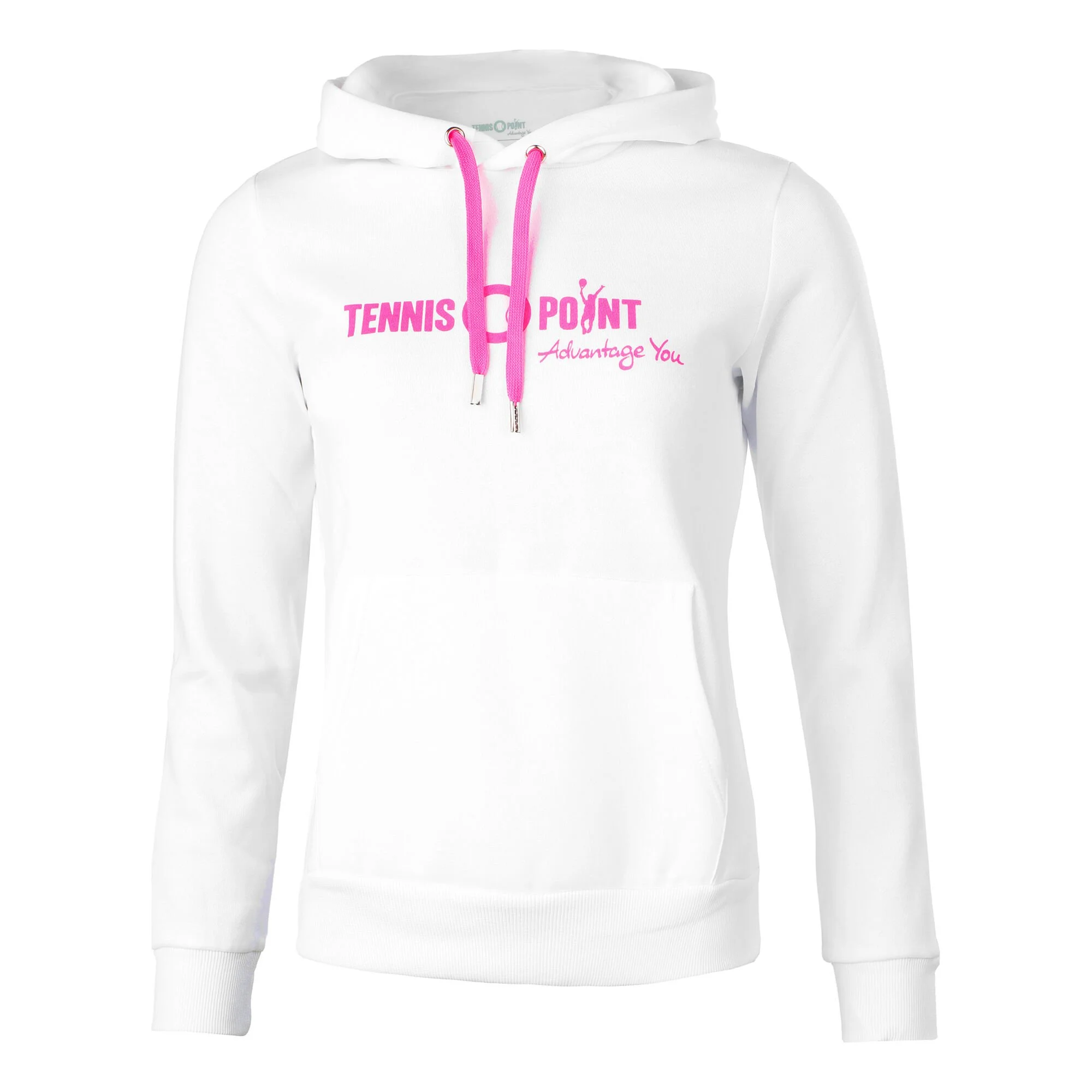 Tennis-Point Logo Felpa Con Cappuccio Donna - Bianco, Rosa 1 Tennis-Point Logo Felpa Con Cappuccio Donna - Bianco, Rosa