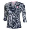 BIDI BADU Fingerprint Printed Manica Lunga Donna - Blu Scuro, Bianco