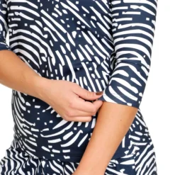 BIDI BADU Fingerprint Printed Manica Lunga Donna - Blu Scuro, Bianco -Vendite Racchette da tennis 01898000 0 6 1