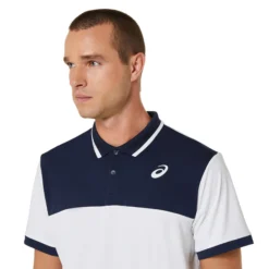 Asics Court Polo Uomini - Bianco, Blu Scuro 12 Asics Court Polo Uomini - Bianco, Blu Scuro -Vendite Racchette da tennis 05313000 16