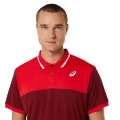 Asics Court Polo Uomini - Rosso Scuro, Rosso -Vendite Racchette da tennis 05316000 16