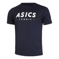 Asics Court GPX Tee Maglietta Uomini - Blu Scuro, Bianco