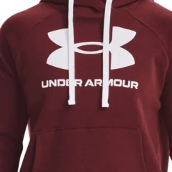 Under Armour Rival Fleece Logo Felpa Con Cappuccio Donna - Rosso Scuro, Bianco -Vendite Racchette da tennis 08139000 10