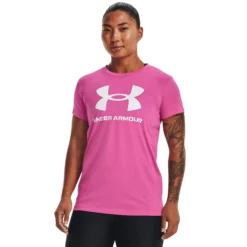 Under Armour Sportstyle Logo Graphic Maglietta Donna - Rosa, Bianco -Vendite Racchette da tennis 08494000 13