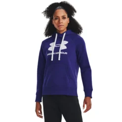 Under Armour Rival Logo Felpa Con Cappuccio Donna - Blu Scuro, Bianco -Vendite Racchette da tennis 08495000 13