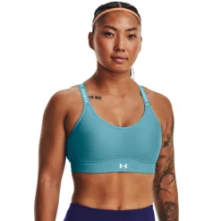 Under Armour Infinity Mid Covered Reggiseni Sportivi Donna - Turchese -Vendite Racchette da tennis 08503000 13