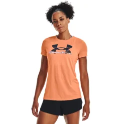Under Armour Tech Solid Script Graphic Maglietta Donna - Arancione, Nero -Vendite Racchette da tennis 08513000 13