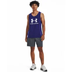 Under Armour Sportstyle Logo Graphic Canottiera Uomini - Blu Scuro, Bianco -Vendite Racchette da tennis 08524000 15