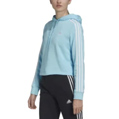 ADIDAS 3 Stripes French Terry Cropped Felpa Con Cappuccio Donna - Blu Chiaro 9 ADIDAS 3 Stripes French Terry Cropped Felpa Con Cappuccio Donna - Blu Chiaro -Vendite Racchette da tennis 17278000 15