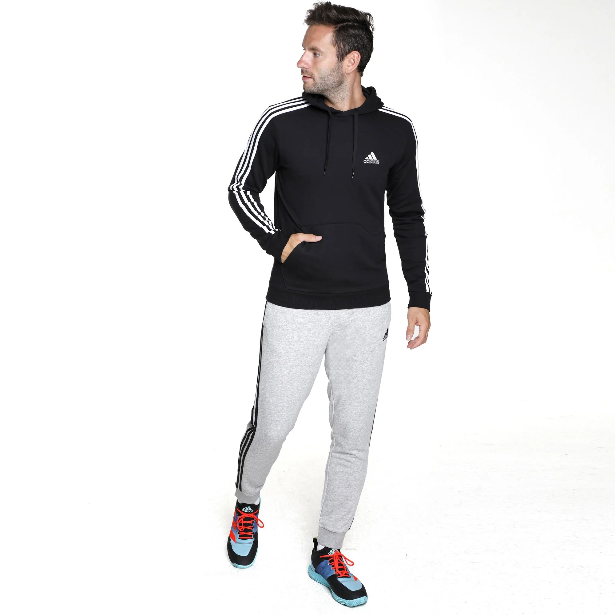 ADIDAS 3 Stripes French Terry Felpa Con Cappuccio Uomini - Nero 2 ADIDAS 3 Stripes French Terry Felpa Con Cappuccio Uomini - Nero - immagine 2