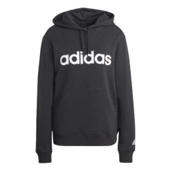 ADIDAS Essentials Linear Felpa Con Cappuccio Donna - Nero, Bianco