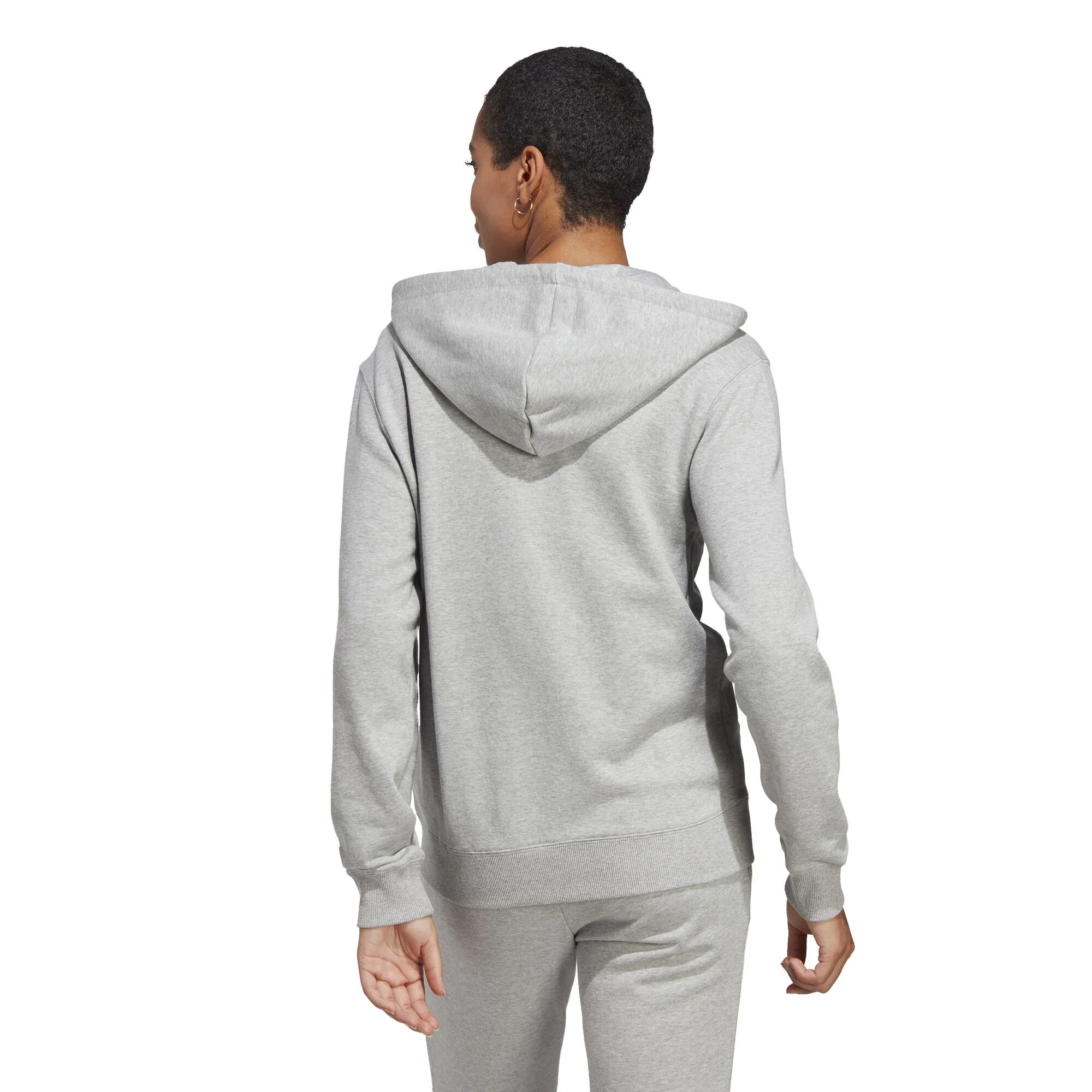 ADIDAS Essentials Linear Full-Zip French Terry Felpa Donna - Grigio Chiaro, Bianco 3 ADIDAS Essentials Linear Full-Zip French Terry Felpa Donna - Grigio Chiaro, Bianco - immagine 3