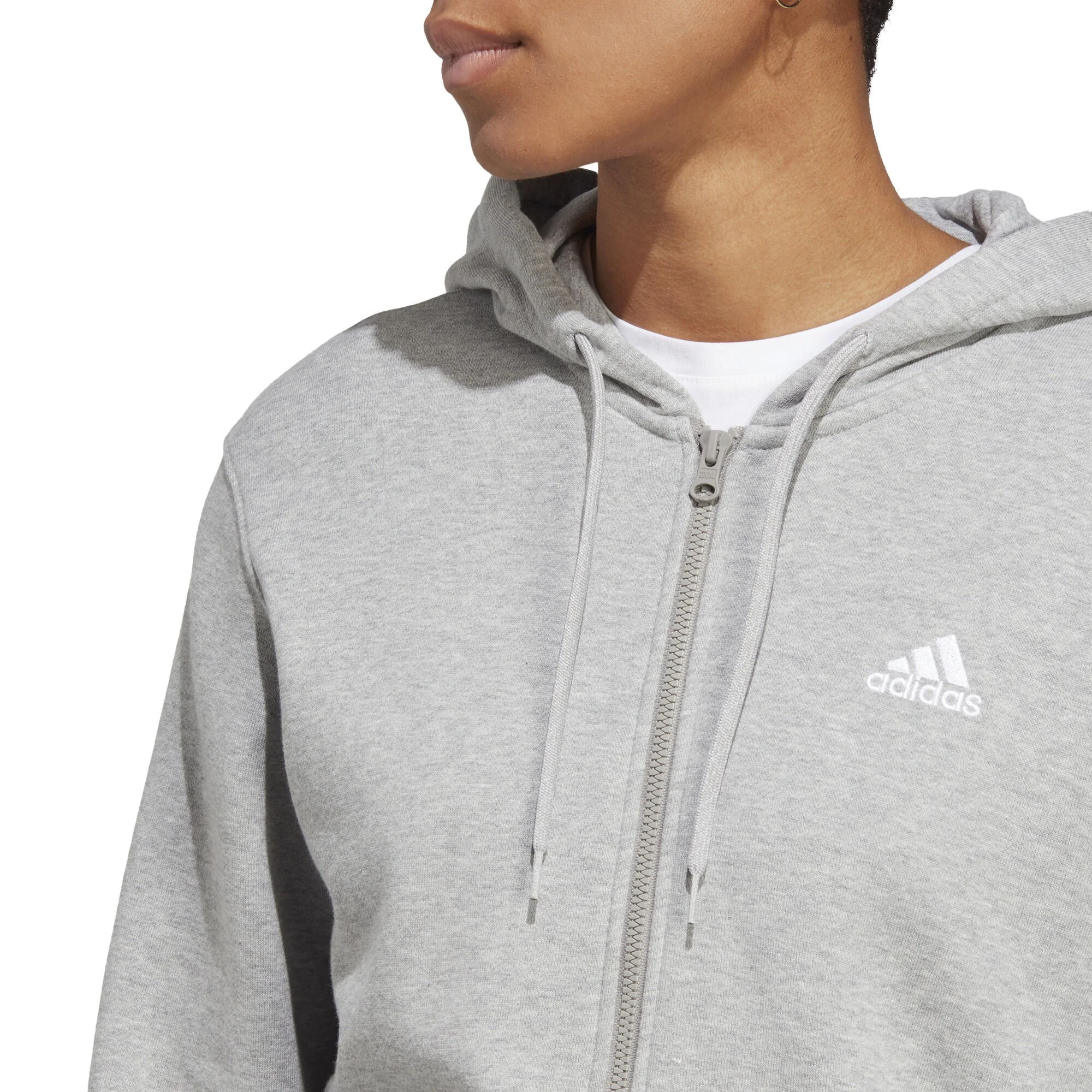 ADIDAS Essentials Linear Full-Zip French Terry Felpa Donna - Grigio Chiaro, Bianco 5 ADIDAS Essentials Linear Full-Zip French Terry Felpa Donna - Grigio Chiaro, Bianco - immagine 5