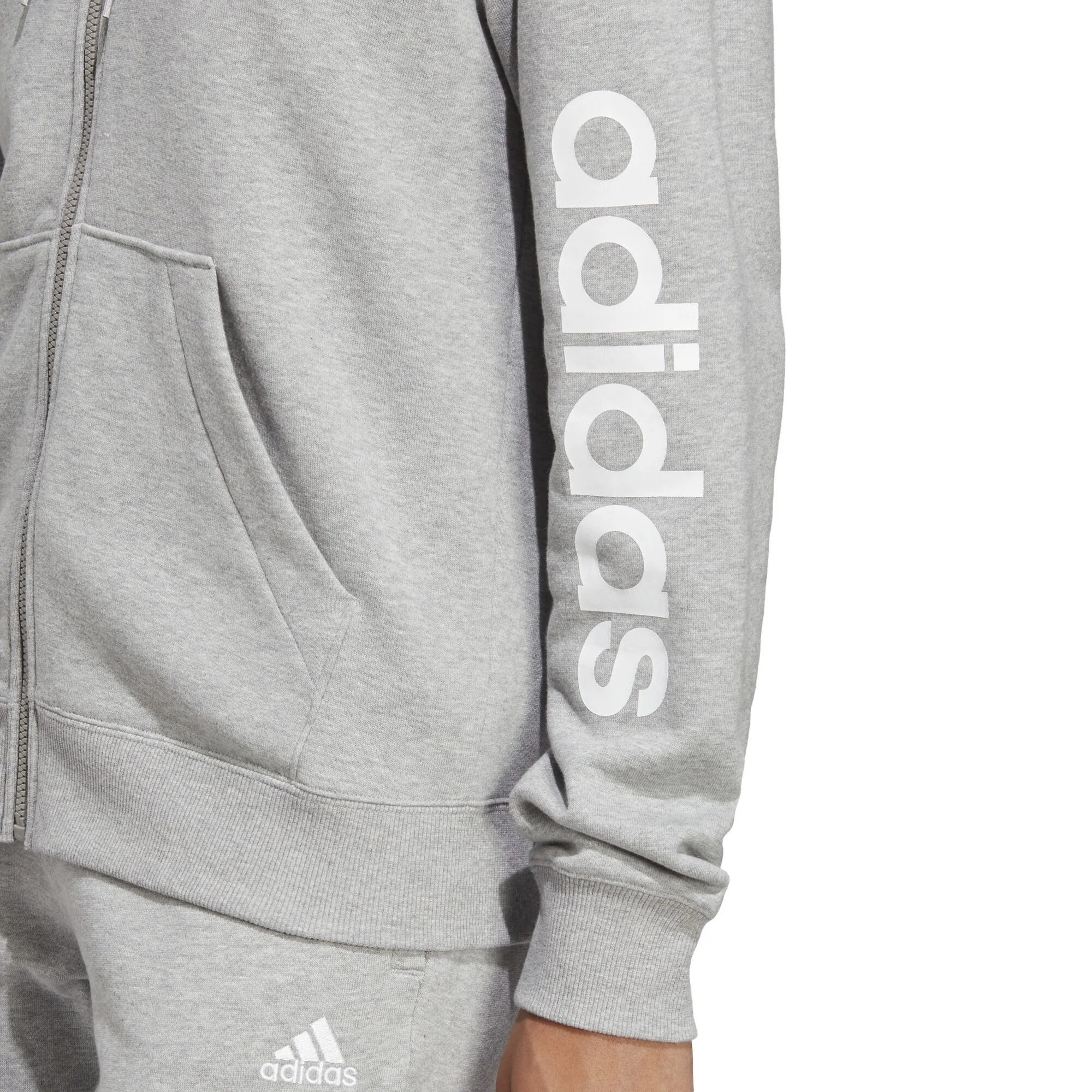 ADIDAS Essentials Linear Full-Zip French Terry Felpa Donna - Grigio Chiaro, Bianco 6 ADIDAS Essentials Linear Full-Zip French Terry Felpa Donna - Grigio Chiaro, Bianco - immagine 6