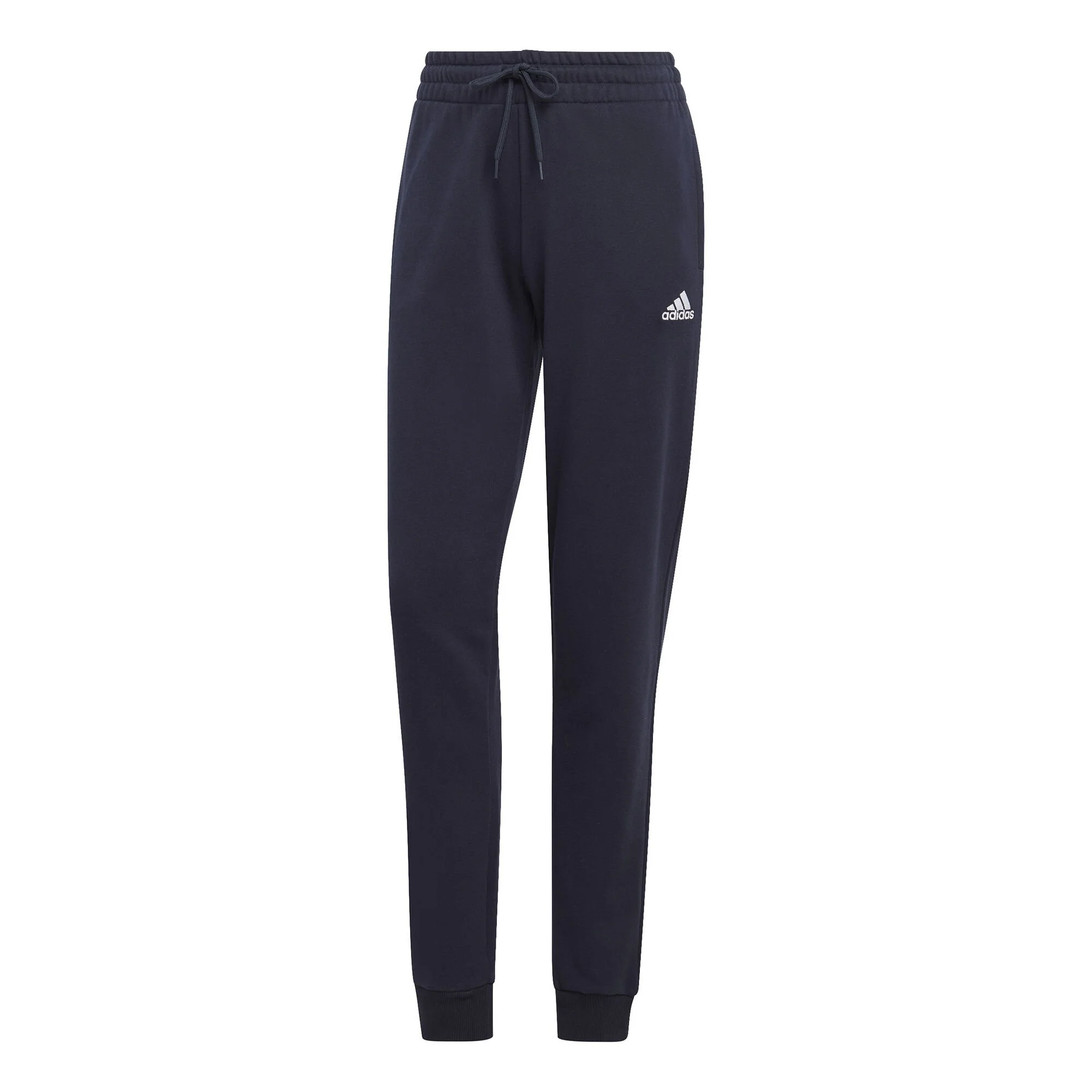ADIDAS Essentials Linear French Terry Cuffed Pantalone Da Allenamento Donna - Blu Scuro, Bianco 1 ADIDAS Essentials Linear French Terry Cuffed Pantalone Da Allenamento Donna - Blu Scuro, Bianco