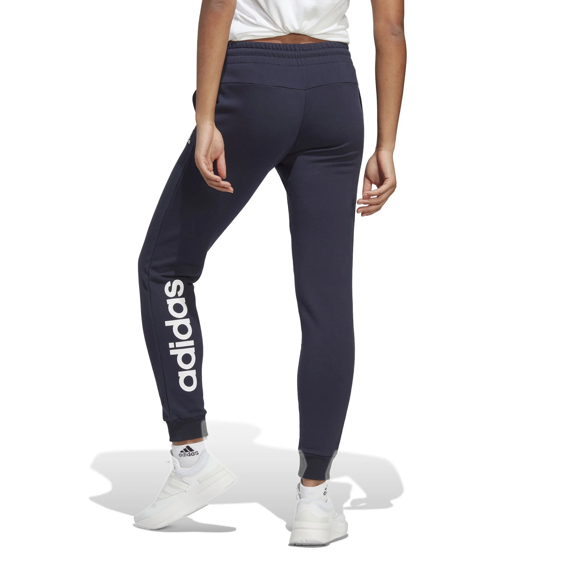 ADIDAS Essentials Linear French Terry Cuffed Pantalone Da Allenamento Donna - Blu Scuro, Bianco 2 ADIDAS Essentials Linear French Terry Cuffed Pantalone Da Allenamento Donna - Blu Scuro, Bianco - immagine 2