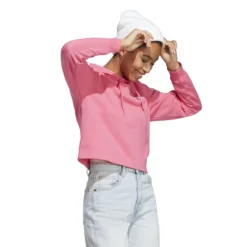 ADIDAS Essentials 3-Stripes French Terry Crop Felpa Con Cappuccio Donna - Rosa, Bianco 9 ADIDAS Essentials 3-Stripes French Terry Crop Felpa Con Cappuccio Donna - Rosa, Bianco -Vendite Racchette da tennis 17769000 15