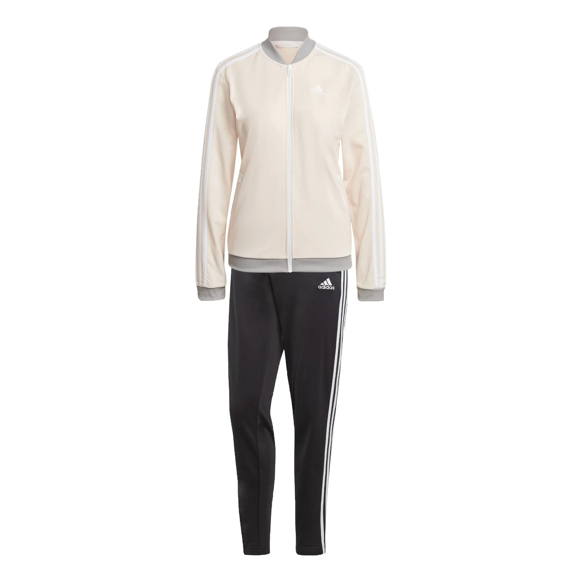 ADIDAS Essentials 3-Stripes Tuta Da Allenamento Donna - Nero, Crema 1 ADIDAS Essentials 3-Stripes Tuta Da Allenamento Donna - Nero, Crema