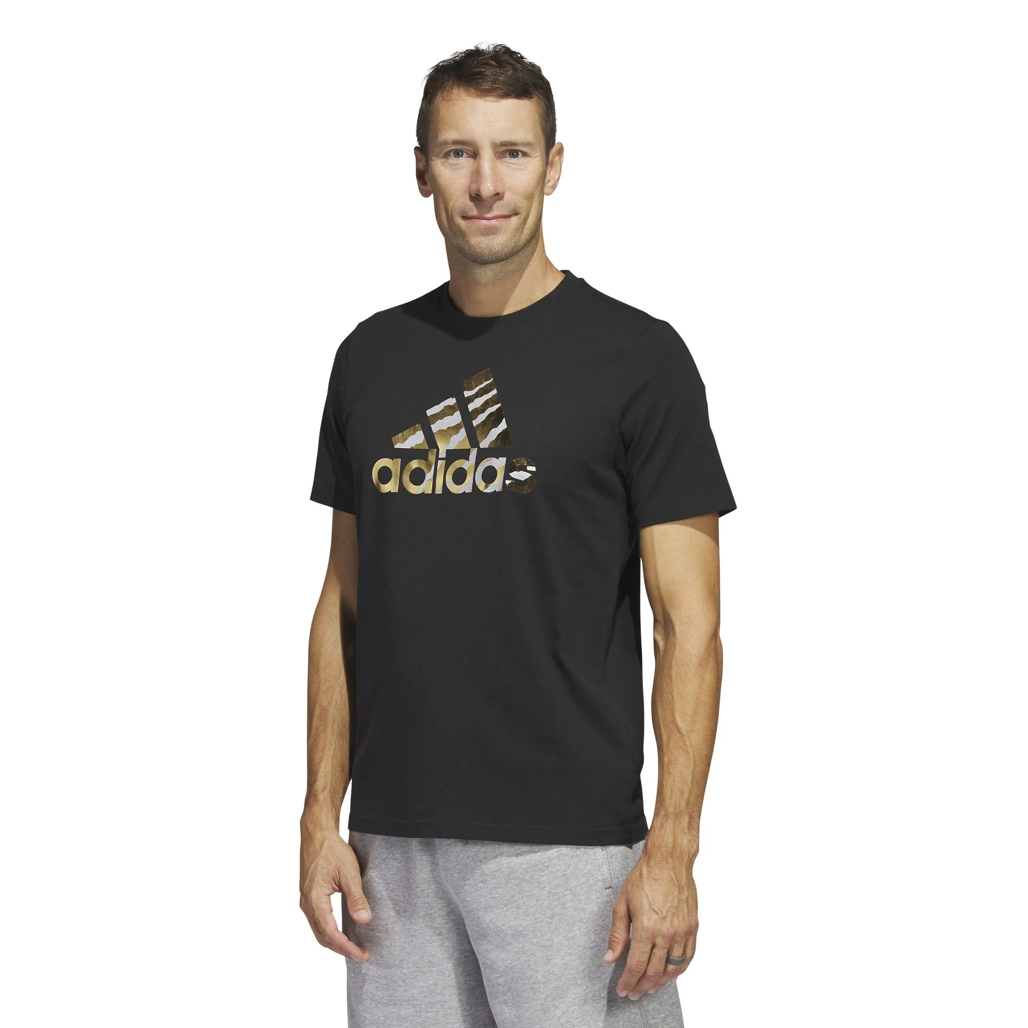 ADIDAS Power Logo Foil Maglietta Uomini - Nero, Beige 2 ADIDAS Power Logo Foil Maglietta Uomini - Nero, Beige - immagine 2