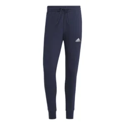 ADIDAS Essentials French Terry Tapered Cuff 3-Stripes Pantalone Da Allenamento Uomini - Blu Scuro, Bianco
