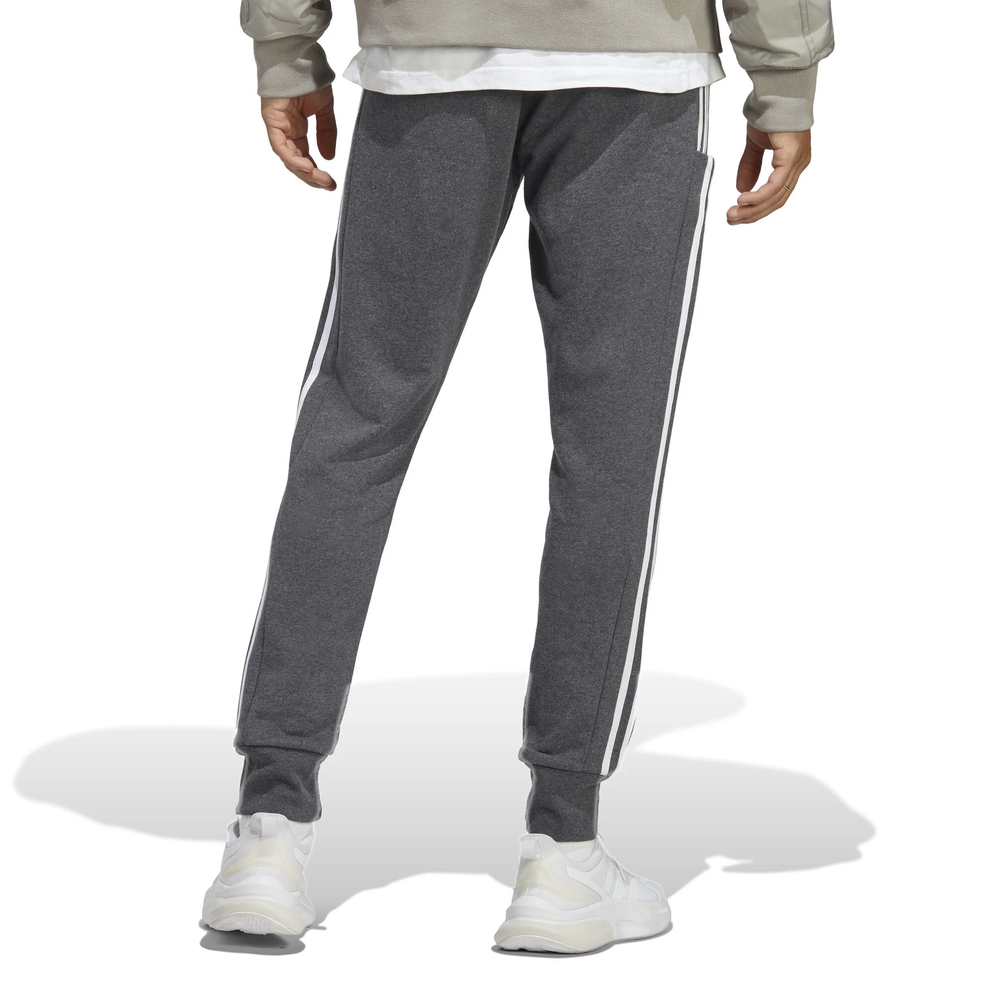 ADIDAS Essentials French Terry Tapered Cuff 3-Stripes Pantalone Da Allenamento Uomini - Grigio, Bianco 3 ADIDAS Essentials French Terry Tapered Cuff 3-Stripes Pantalone Da Allenamento Uomini - Grigio, Bianco - immagine 3