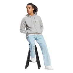 ADIDAS Essentials French Terry 3-Stripes Full-Zip Felpa Uomini - Grigio Chiaro, Bianco -Vendite Racchette da tennis 17907000 15