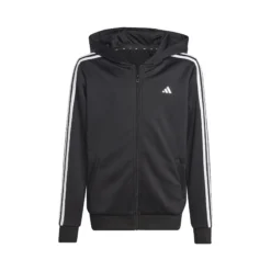 ADIDAS Essentials Train AEROREADY 3-Stripes Regular-Fit Full-Zip Felpa Ragazzi - Nero, Bianco