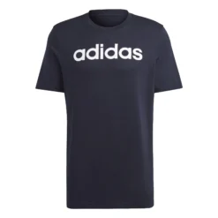 ADIDAS LIN Singel Jersey Maglietta Uomini - Blu Scuro, Bianco