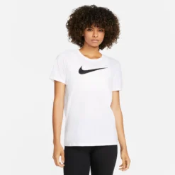 Nike Dri-Fit Swoosh Maglietta Donna - Bianco, Nero -Vendite Racchette da tennis 56721000 13