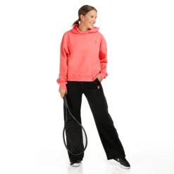 Nike Dri-Fit Court Heritage Fleece Felpa Con Cappuccio Donna - Corallo -Vendite Racchette da tennis 57032000 0 3