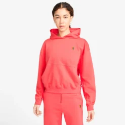 Nike Dri-Fit Court Heritage Fleece Felpa Con Cappuccio Donna - Corallo -Vendite Racchette da tennis 57032000 13