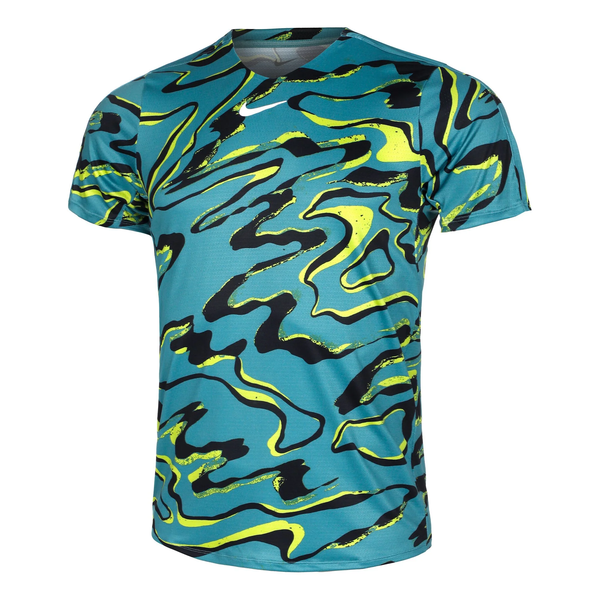 Nike Dri-Fit Advantage Court Print Maglietta Uomini - Turchese 1 Nike Dri-Fit Advantage Court Print Maglietta Uomini - Turchese