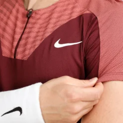 Nike Dri-Fit Advantage Court Slim UL RG Polo Uomini - Rosso Scuro, Rosa Antico -Vendite Racchette da tennis 57142000 0 8