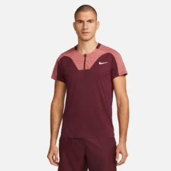 Nike Dri-Fit Advantage Court Slim UL RG Polo Uomini - Rosso Scuro, Rosa Antico -Vendite Racchette da tennis 57142000 13